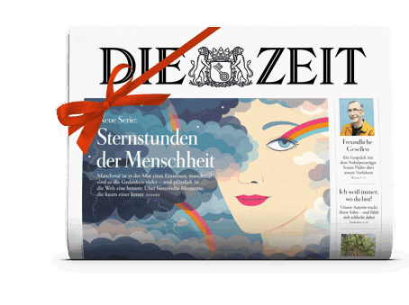 Titelcover von DIE ZEIT Print mit Schleife und Geschenkband
