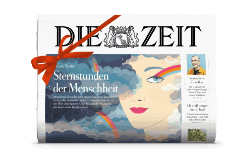 Titelcover von DIE ZEIT Print mit Schleife und Geschenkband