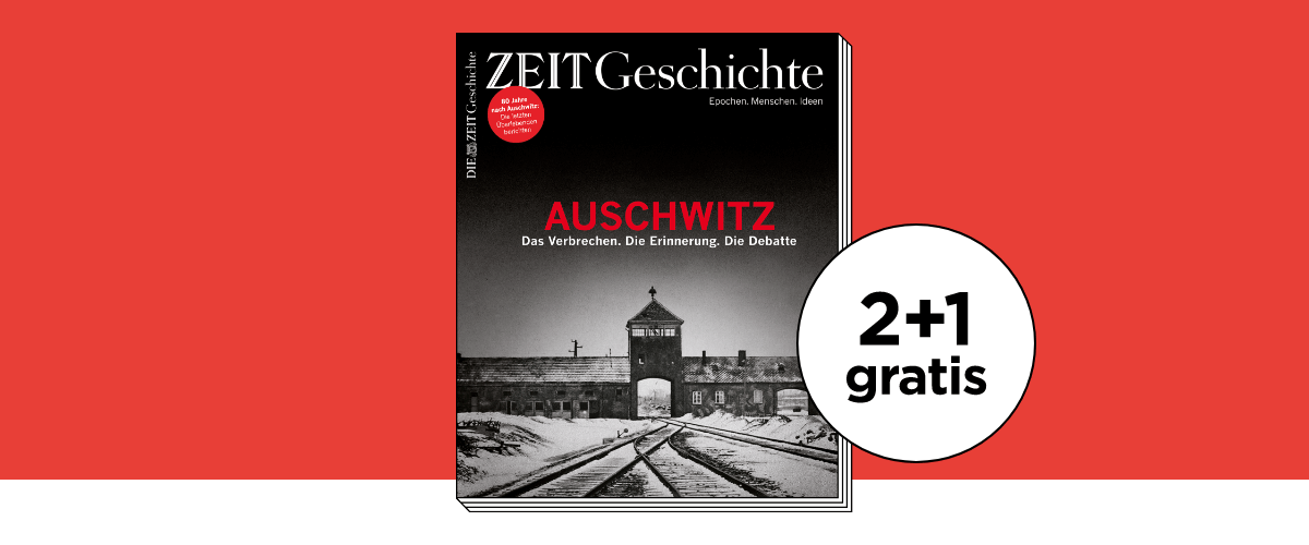 Angebot ZEIT GESCHICHTE: 2 Ausgaben für 14€ sichern und die Ausgabe zum Thema "Ausschwitz" gratis dazu erhalten
