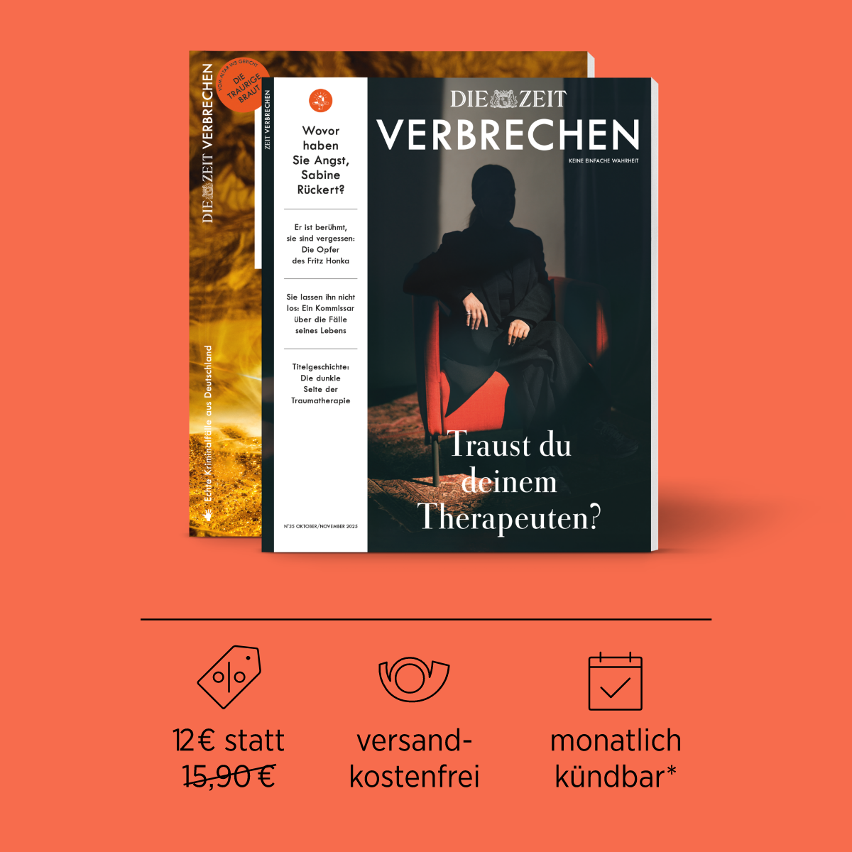 ZEIT Verbrechen Angebot, 12€ statt 15,90€, versandkostenfrei, monatlich kündbar