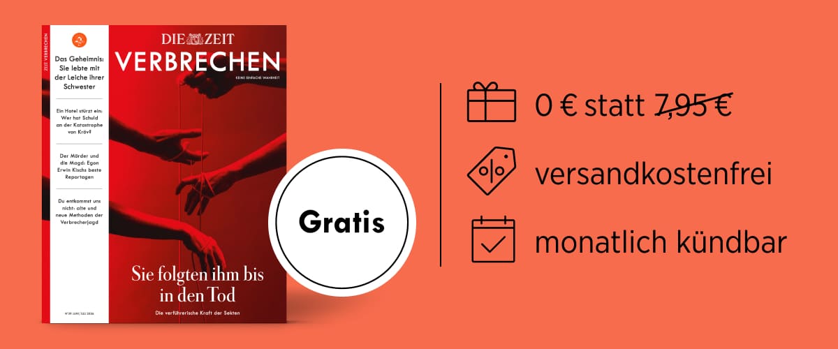 Einmal ZEIT Verbrechen gratis testen, versandkostenfrei, monatlich kündbar