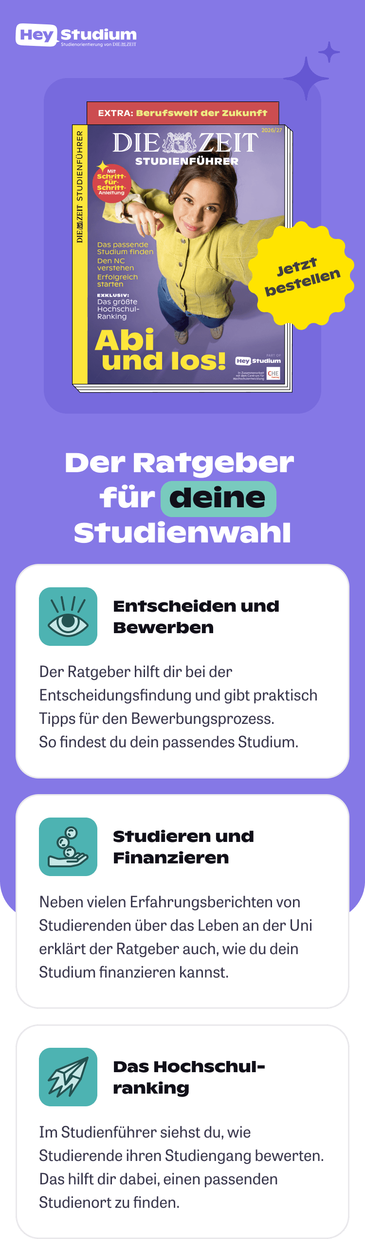 ZEIT Studienführer, Der Ratgeber für deine Studienwahl, Jetzt bestellen
