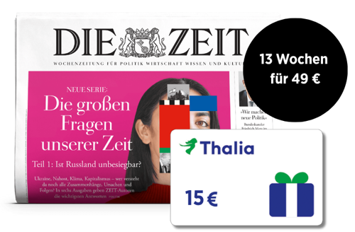 Ausgabe-Die-Zeit-mit-Thalia-Gutschein-ueber-15-Euro-Stoerertext-13-Wochen-fuer-49€
