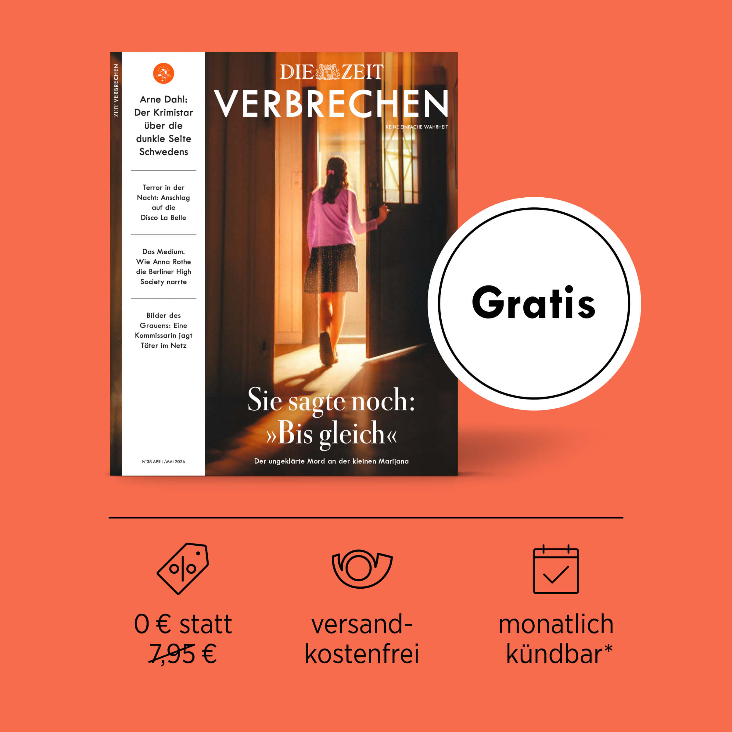 ZEIT Verbrechen "Jetzt gratis testen", versandkostenfrei, monatlich kündbar