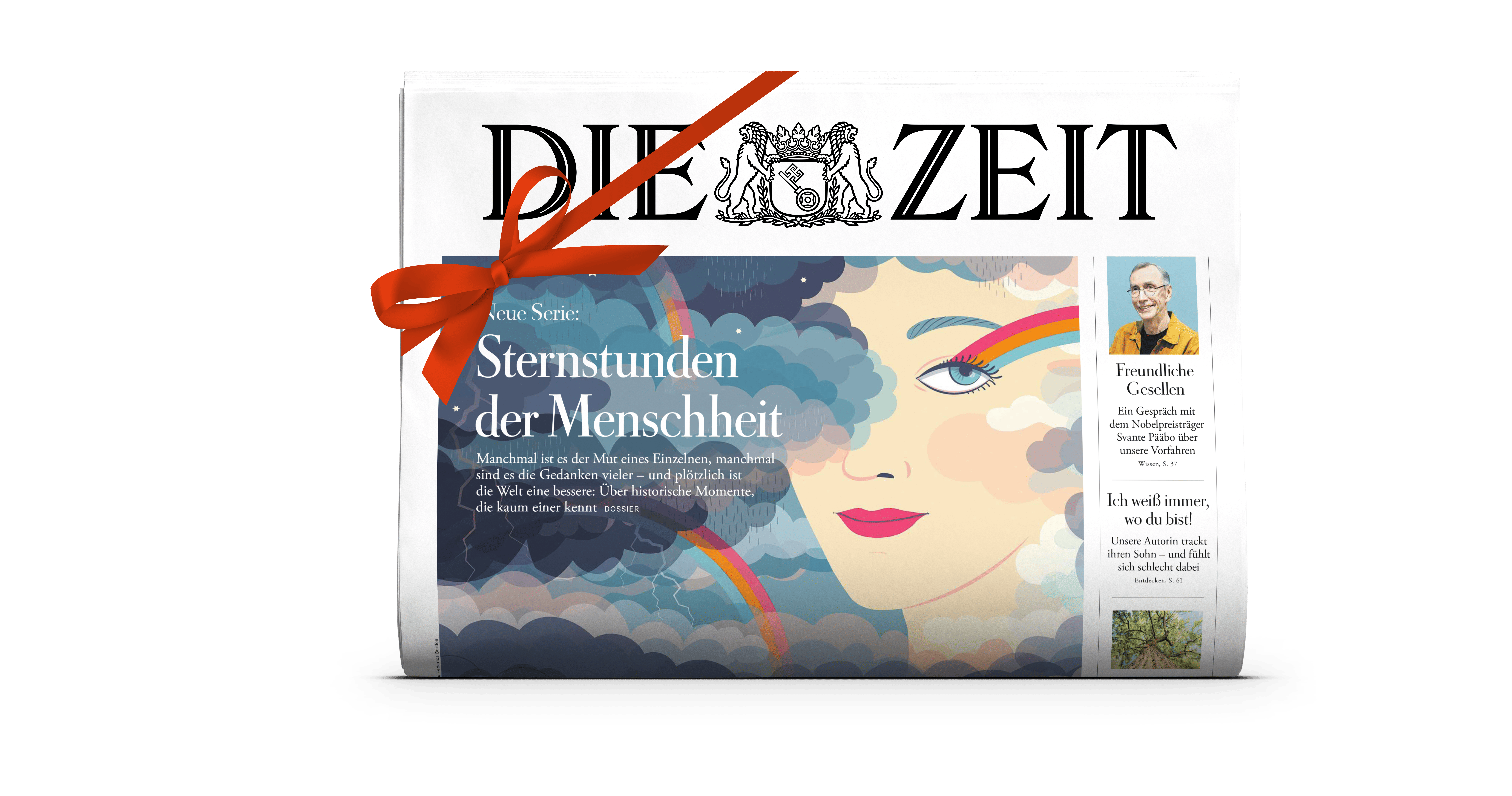 Titelcover von die Zeit mit Schleife und Geschenkband